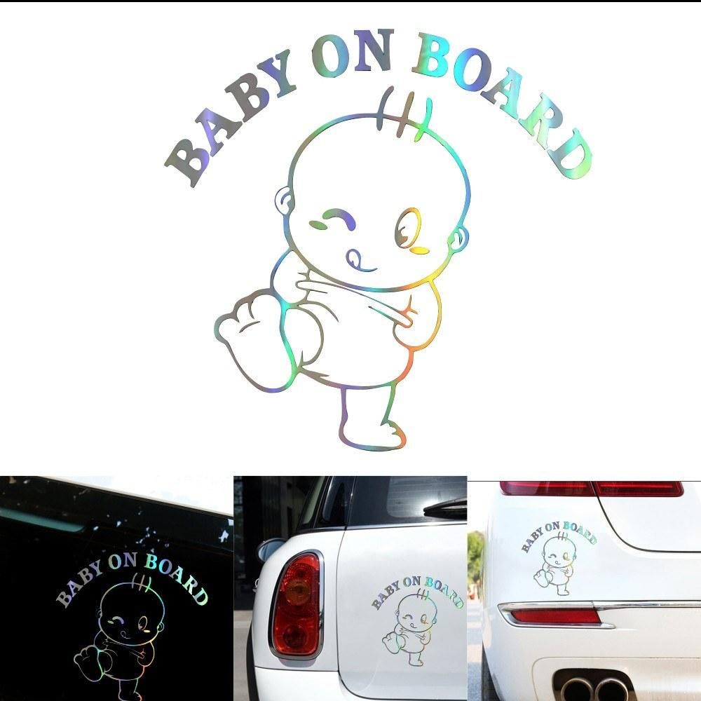 Funny 3D Cute Car Stickers Kids On Board Cute Cartoon Warning Car Stickers Laser Stickers Window Decoration
