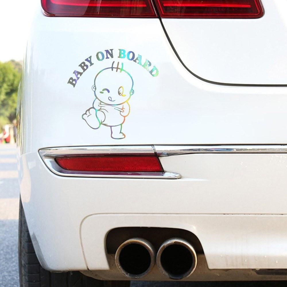 Funny 3D Cute Car Stickers Kids On Board Cute Cartoon Warning Car Stickers Laser Stickers Window Decoration