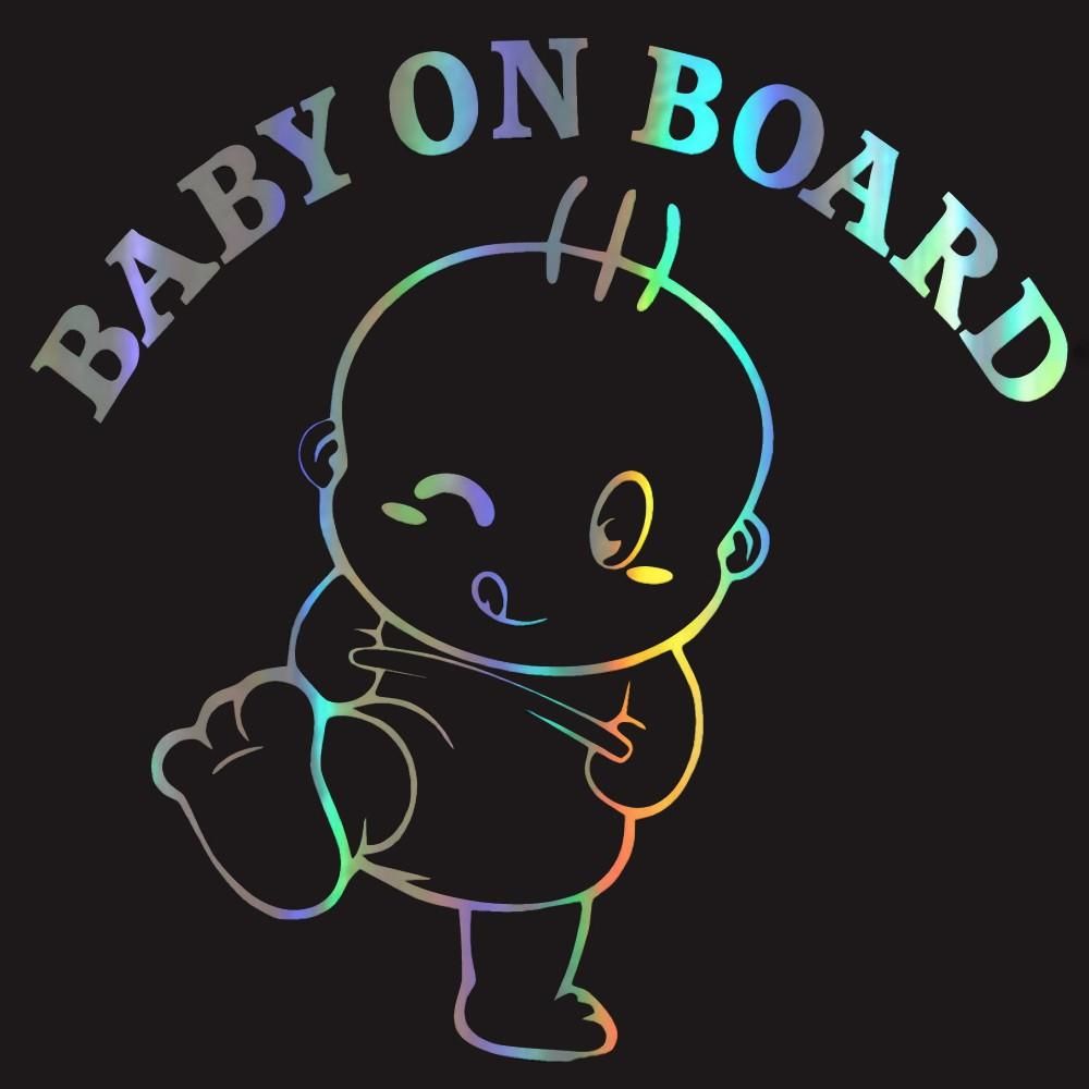 Funny 3D Cute Car Stickers Kids On Board Cute Cartoon Warning Car Stickers Laser Stickers Window Decoration