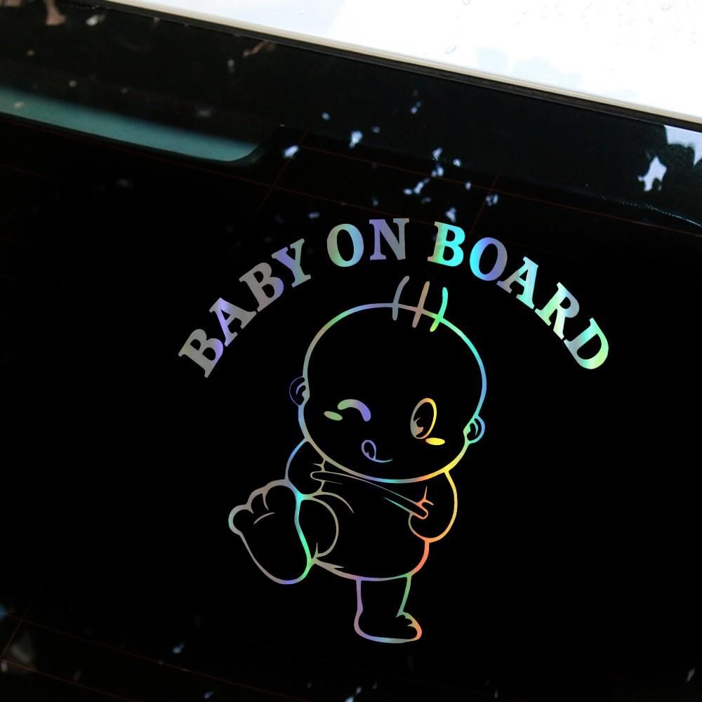 Funny 3D Cute Car Stickers Kids On Board Cute Cartoon Warning Car Stickers Laser Stickers Window Decoration