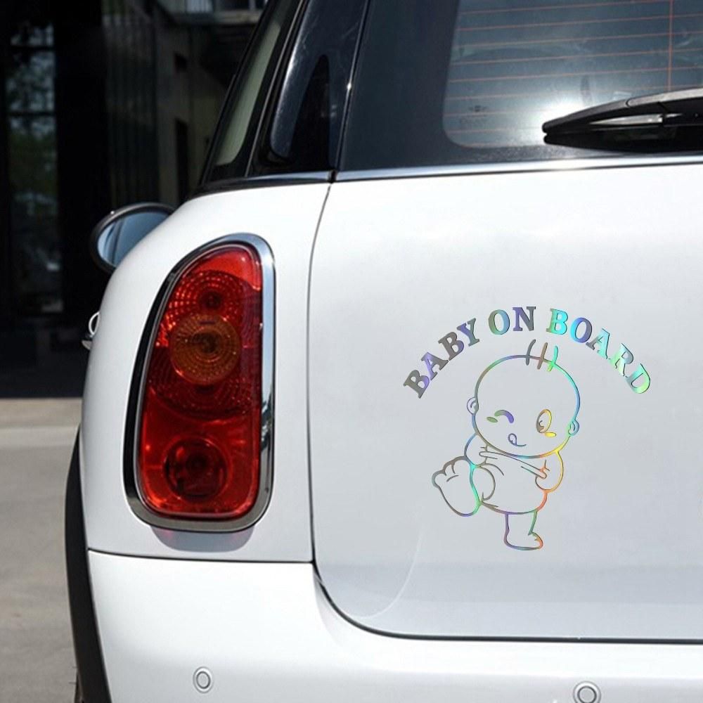 Funny 3D Cute Car Stickers Kids On Board Cute Cartoon Warning Car Stickers Laser Stickers Window Decoration