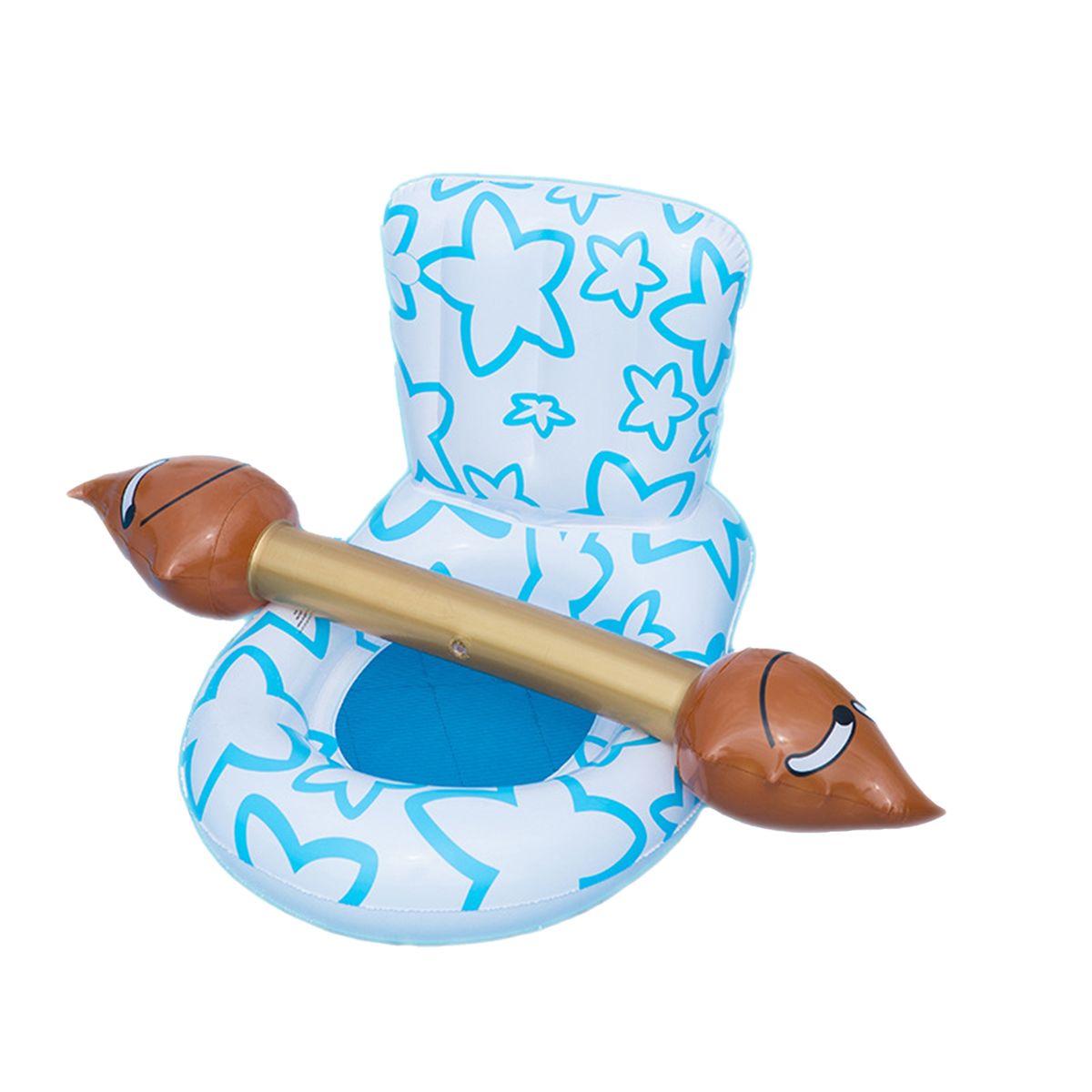 Inflatable Float Toilet Shaped Inflatable Lounger Chair Mat White