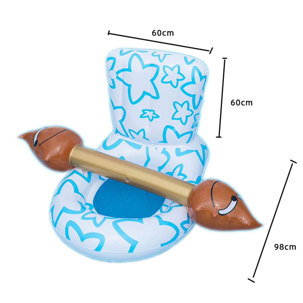 Inflatable Float Toilet Shaped Inflatable Lounger Chair Mat White
