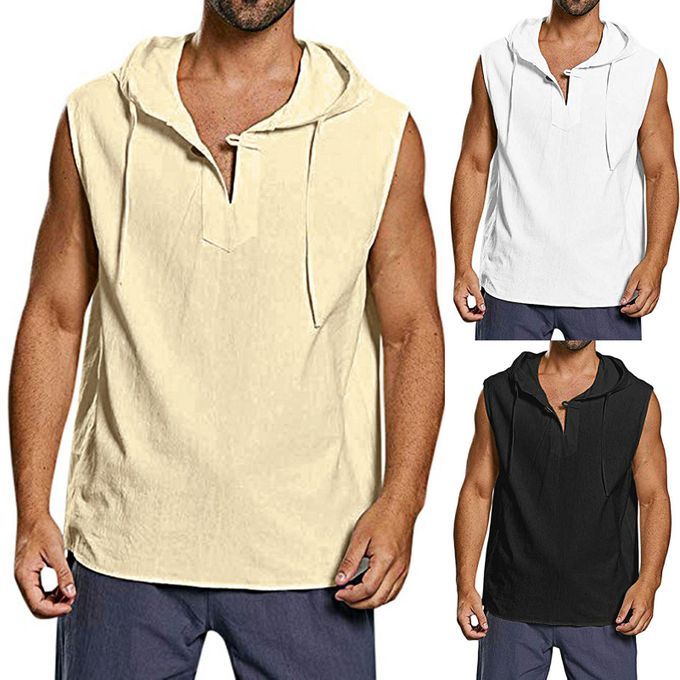 Men Hoodie Comfy Sweat Absorbent With Hat Fashionable-White