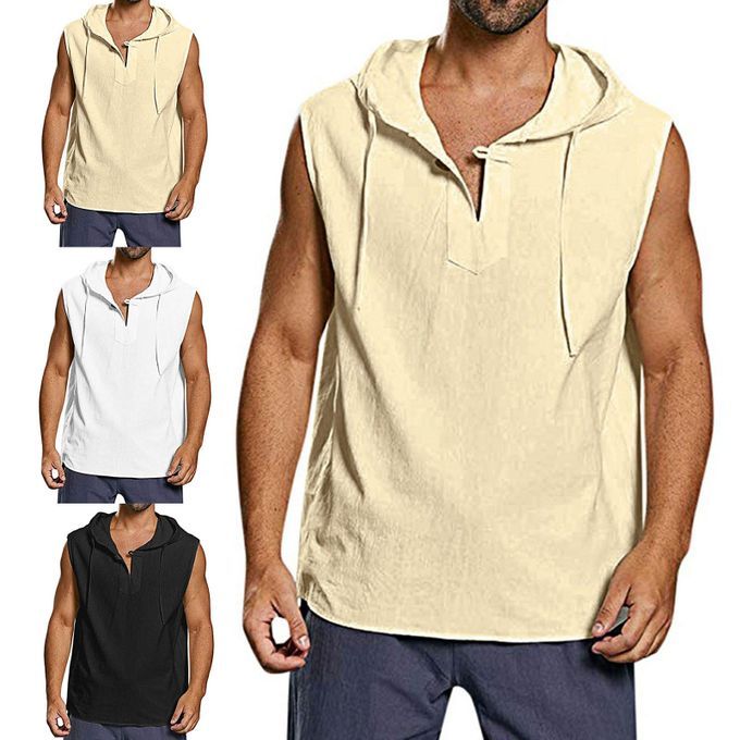 Men Hoodie Comfy Sweat Absorbent With Hat Fashionable-White