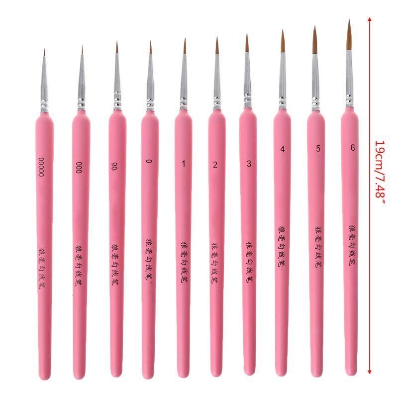 10Pcs/set Wolf Hair Hook Line Pen Fine Paint Brush Pen Set Artist Watercolor Acrylic Painting Brush Art Drawing Supplies