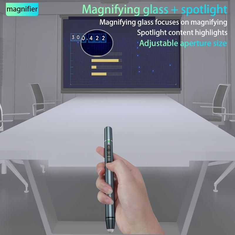 H108 Digital Laser Pen Magnifier Spotlight Turning Page Draw On Screen PPT Clicker PowerPointer Wireless Presenter Controller