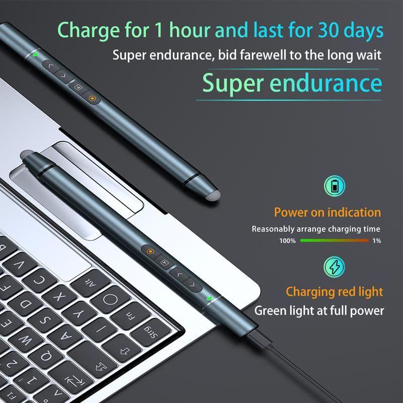 H108 Digital Laser Pen Magnifier Spotlight Turning Page Draw On Screen PPT Clicker PowerPointer Wireless Presenter Controller