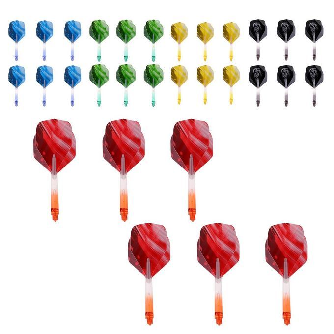 Shaft  Flights With Matching Darts Stems Tool Accessories Lot Of Red