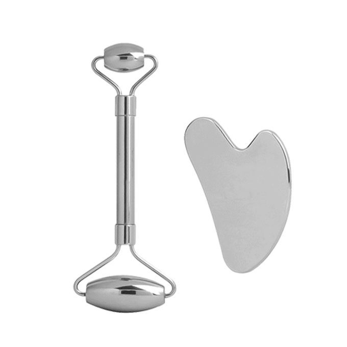Stainless Steel Gua Sha And Face Roller Set For Face