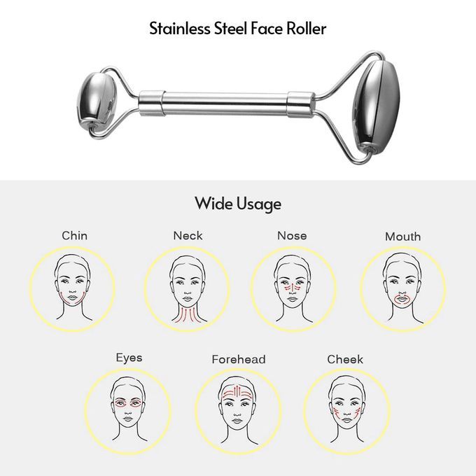 Stainless Steel Gua Sha And Face Roller Set For Face