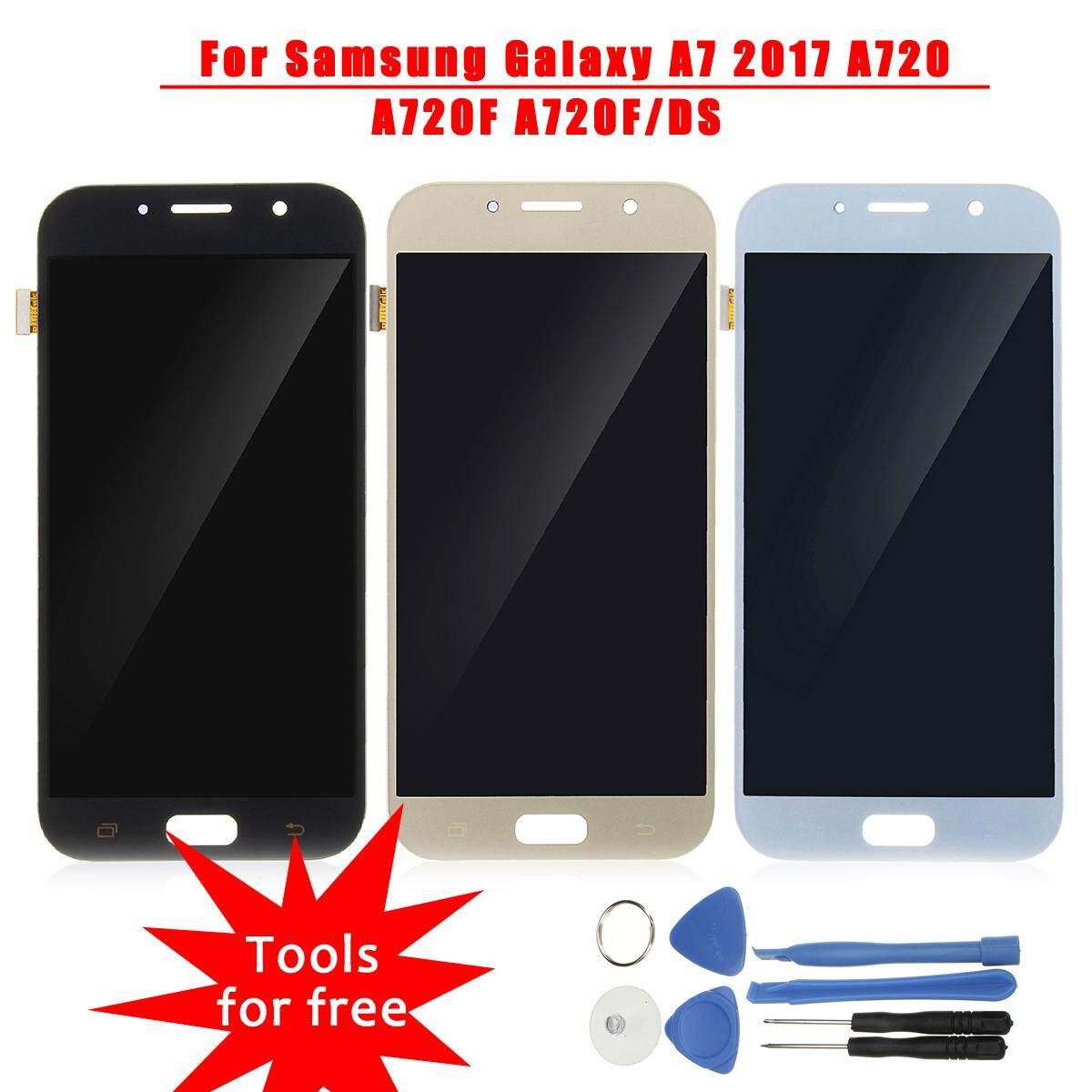 LCD Touch Screen Assembly + Tools For Samsung Galaxy A7 2017 A720 A720F A720F/DS Black Black