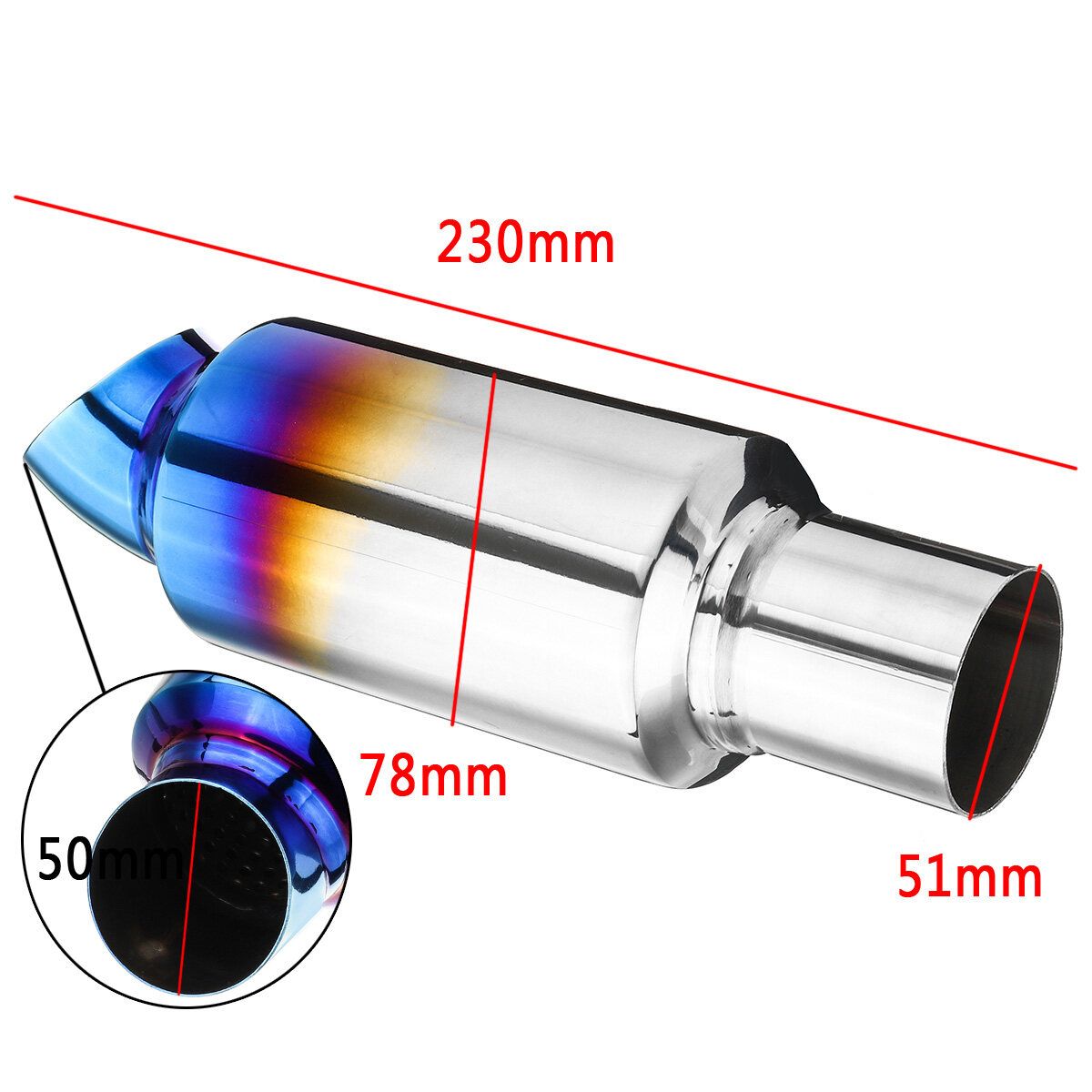 2" 51mm Inlet Exhaust Pipe Muffler Silencer Resonator Bent Stainless Steel