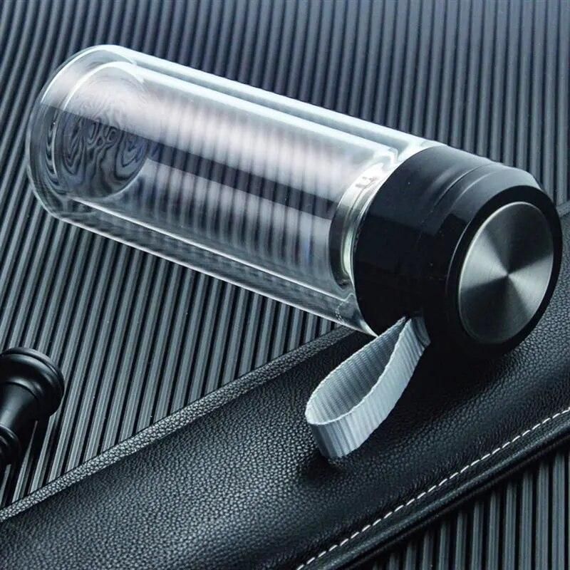 320ml Fruit Lemon Juice Drinking Bottle Infuser Clear Portable 2-Layer Glass Water Bottle Tea Tumbler With Infuser