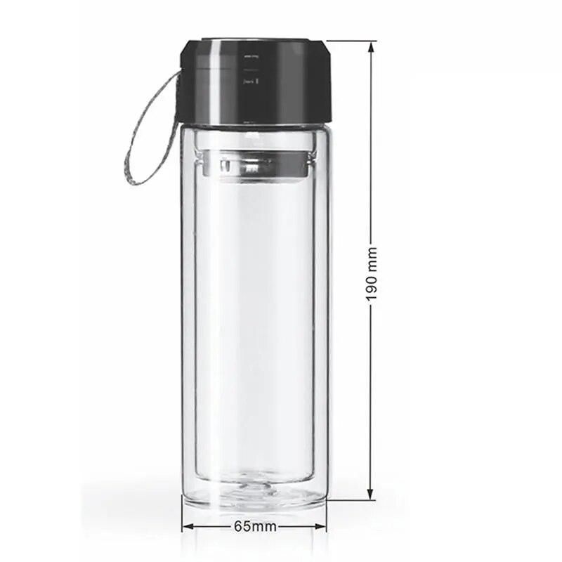 320ml Fruit Lemon Juice Drinking Bottle Infuser Clear Portable 2-Layer Glass Water Bottle Tea Tumbler With Infuser
