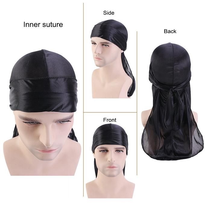 Titan Durags 4 SET Headwraps + Silver Diamond Cuban Hand Chain UNISEX Pirate Cap