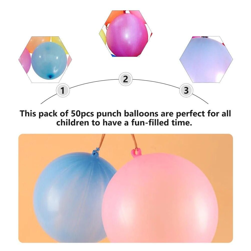 50pcs Punch Balloons Latex Balloons Toys Party Bag Fillers For Boys Girls Clapping Ball Inflatable Children'S Hand Racket Toy