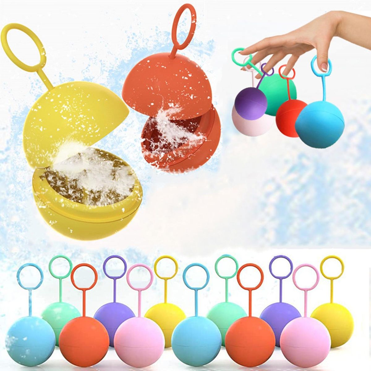 Quick-fill Silicone Water Splash Balls Reusable Pool Toys for Summer Orange