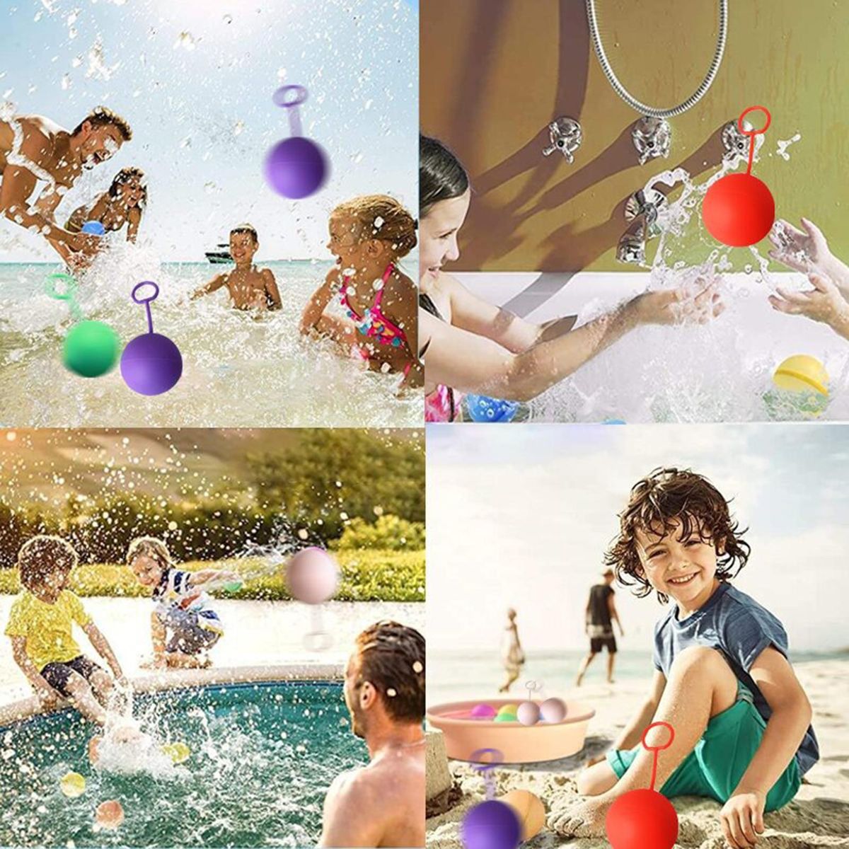 Quick-fill Silicone Water Splash Balls Reusable Pool Toys for Summer Orange