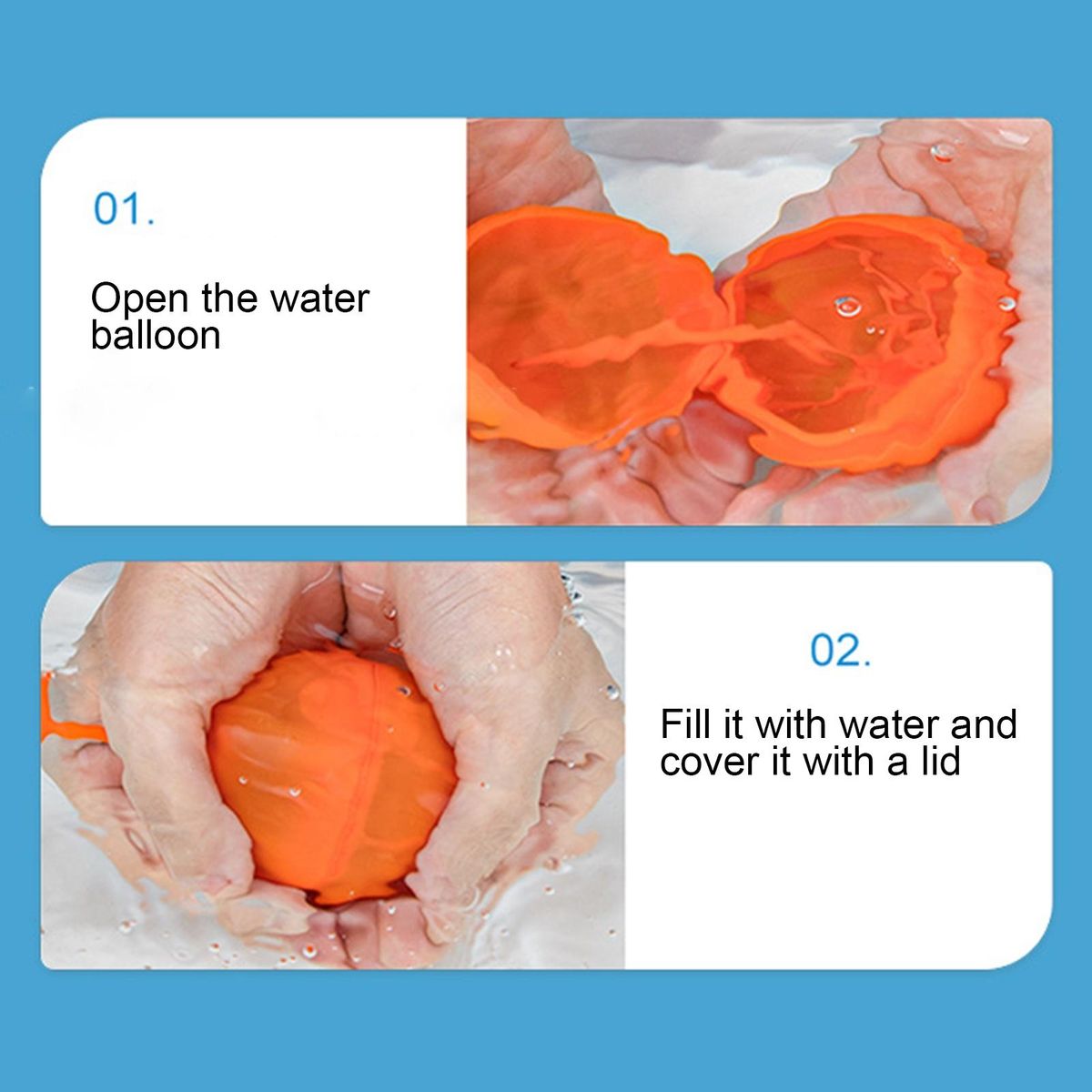 Quick-fill Silicone Water Splash Balls Reusable Pool Toys for Summer Orange