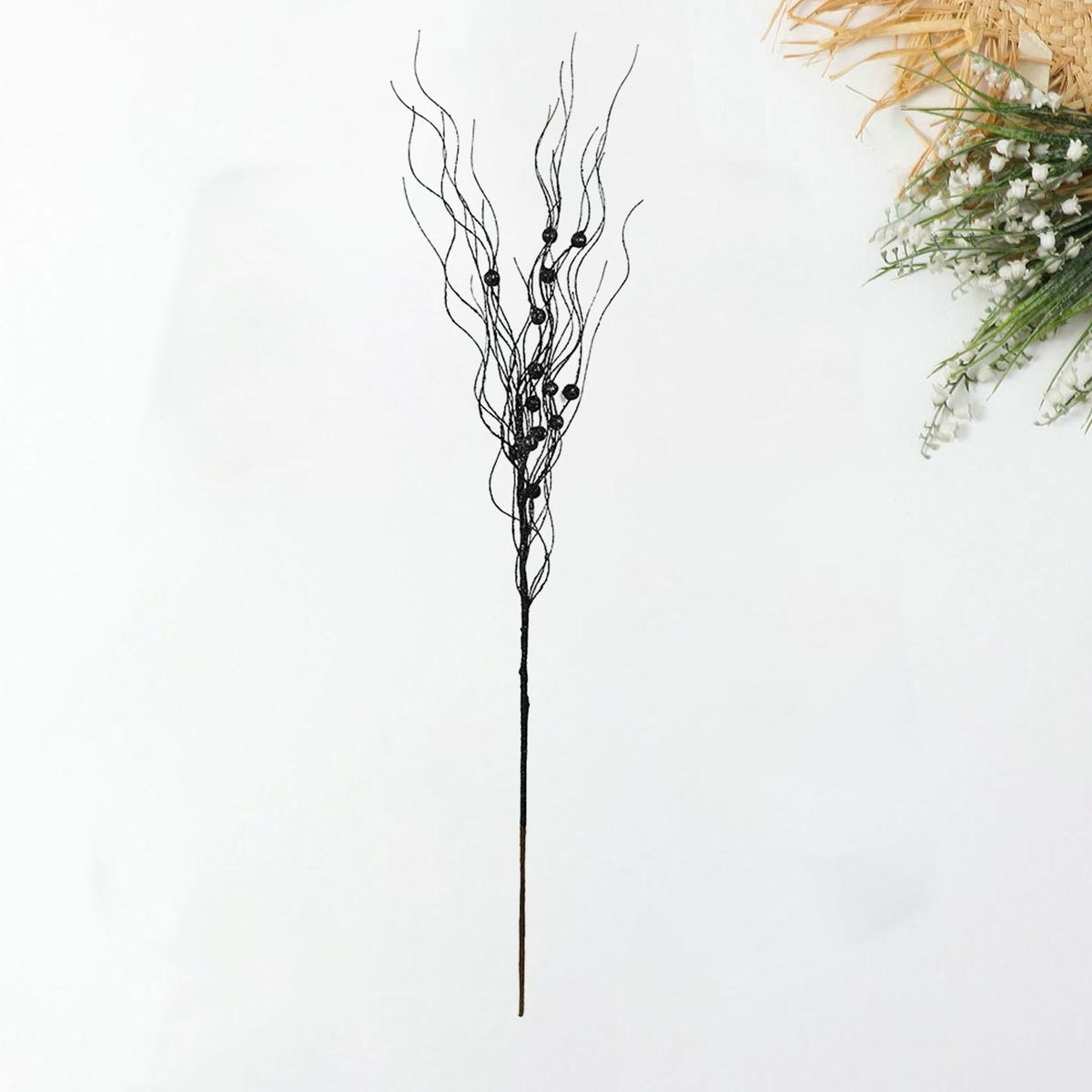 Reusable Halloween Floral Accents 10 Pcs Festive Autumn Berry Stems Black
