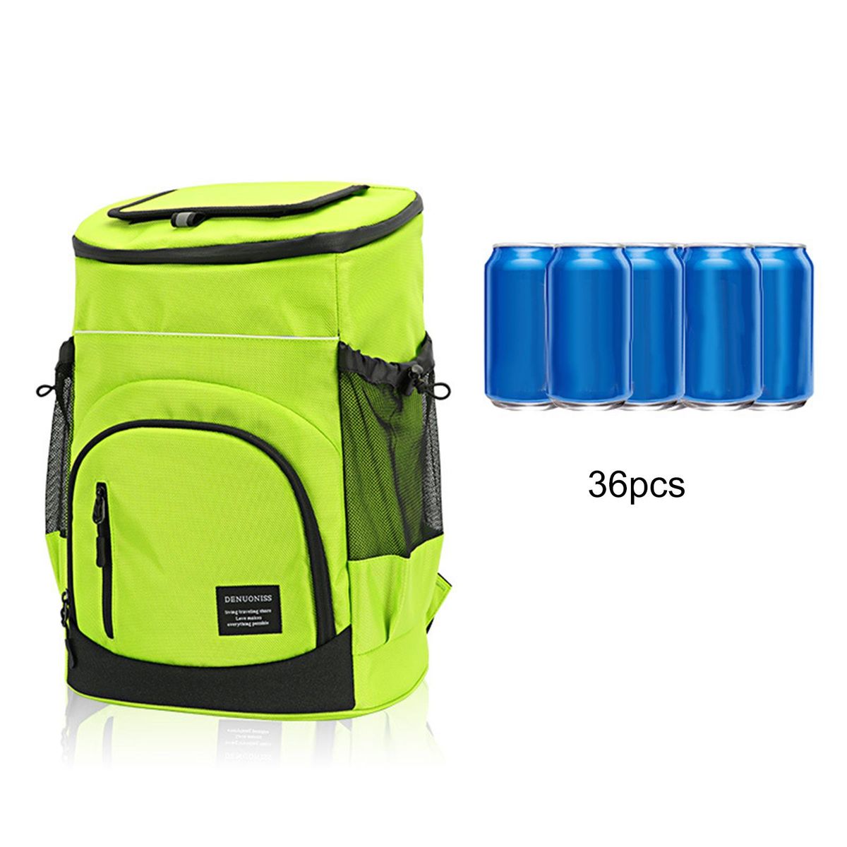 Insulated Cooler Backpack Large Capacity Bag Men Women Leakproof Green