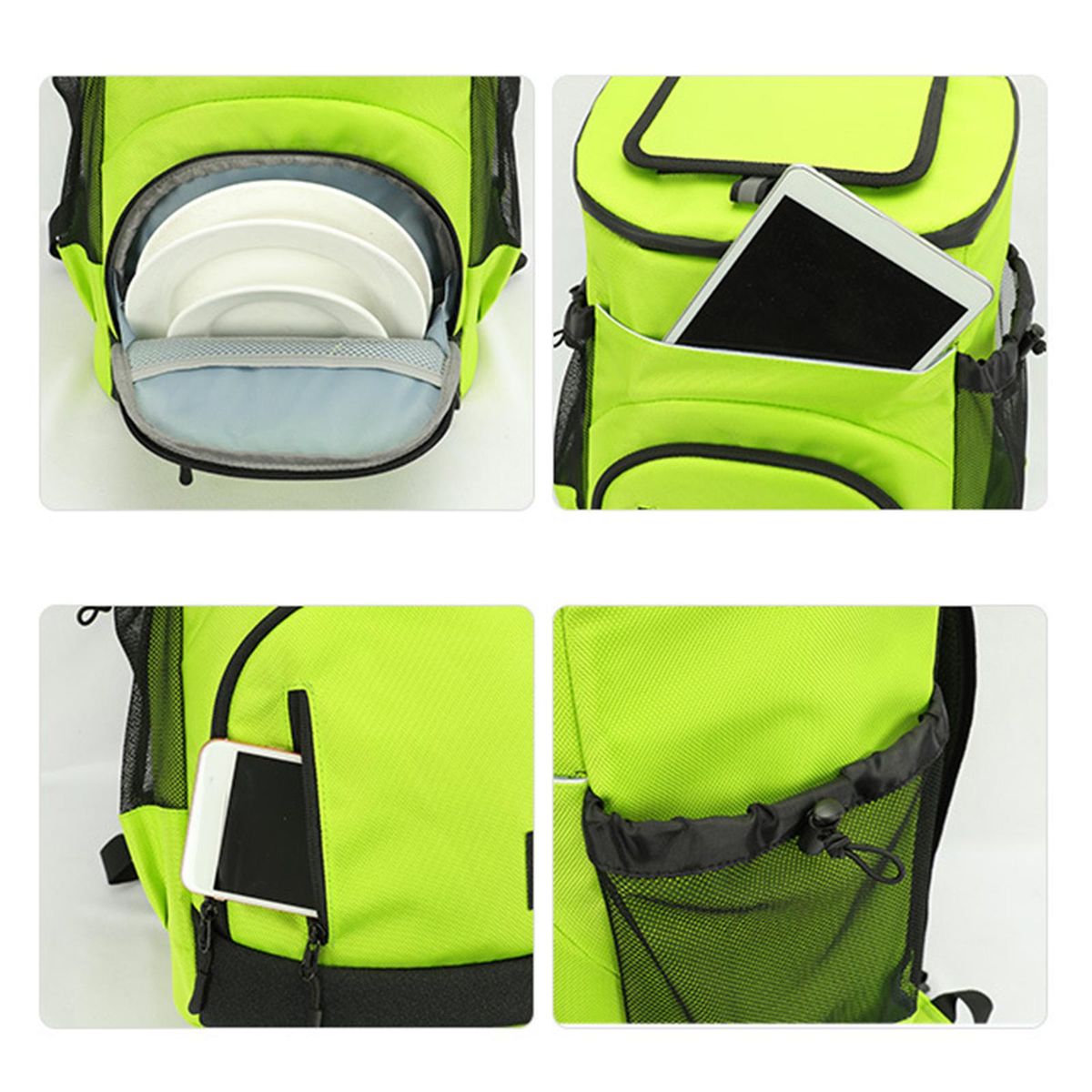 Insulated Cooler Backpack Large Capacity Bag Men Women Leakproof Green