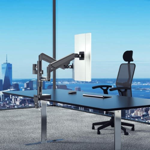 Aluminum Dual Monitor Mounts Adjustable Gas Spring Monitor Desk Arm  10-32 Inches