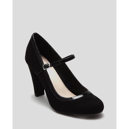 Wide Fit Black Mary Jane Court Shoes