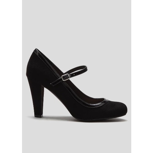 Wide Fit Black Mary Jane Court Shoes