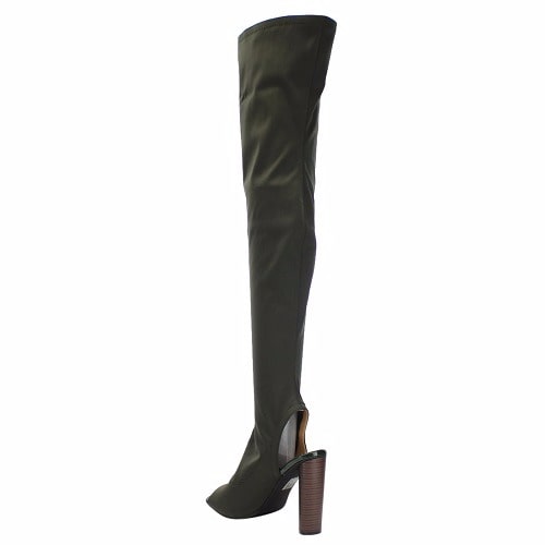 Over The Knee Thigh High Heel Boots - Olive Green