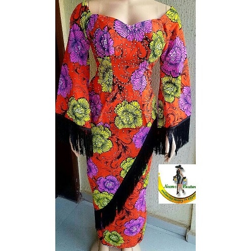 Ankara Fringe Wrap Skirt & Blouse - Stoned