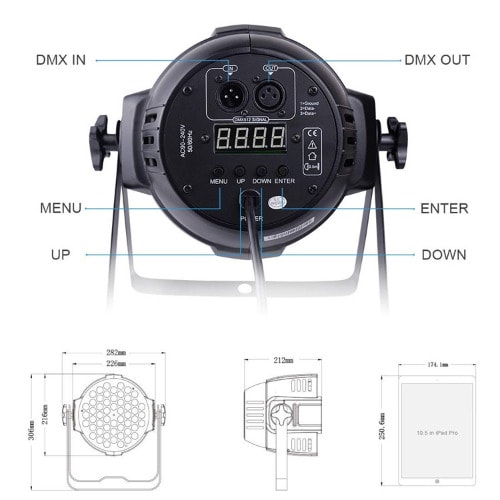 RGB 3-in-1 Par LED Lights DMX Professional Stage Wedding Performing Event Stage - LPC007