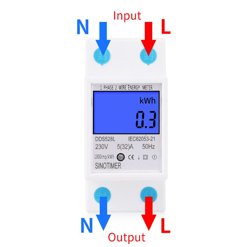 Backlit Single Phase Two Wire LCD Digital Display Wattmeter Power Consumption Energy Meter KWh AC 230V 50Hz 110V 60Hz Din Rail
