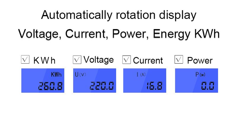 Backlit Single Phase Two Wire LCD Digital Display Wattmeter Power Consumption Energy Meter KWh AC 230V 50Hz 110V 60Hz Din Rail
