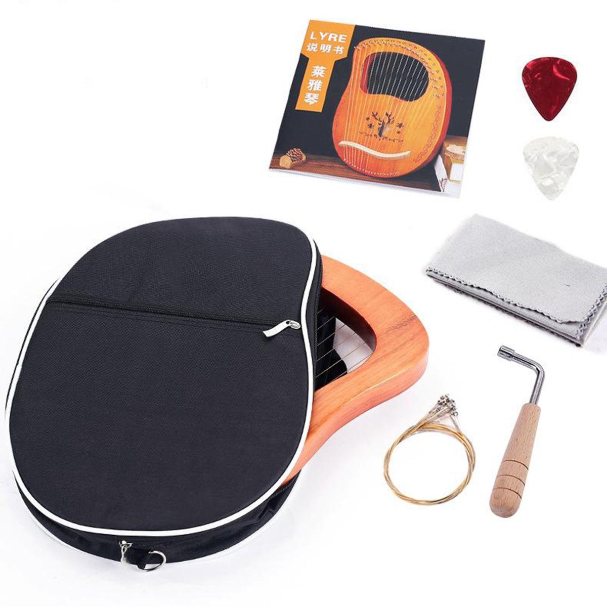 Waterproof Padded Canvas Lyre Harp Carrying Storage Bag For 10/16/19