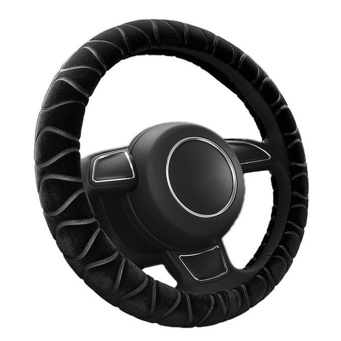 Universal Steering Wheel Cover Warm Plush Fluffy-Black