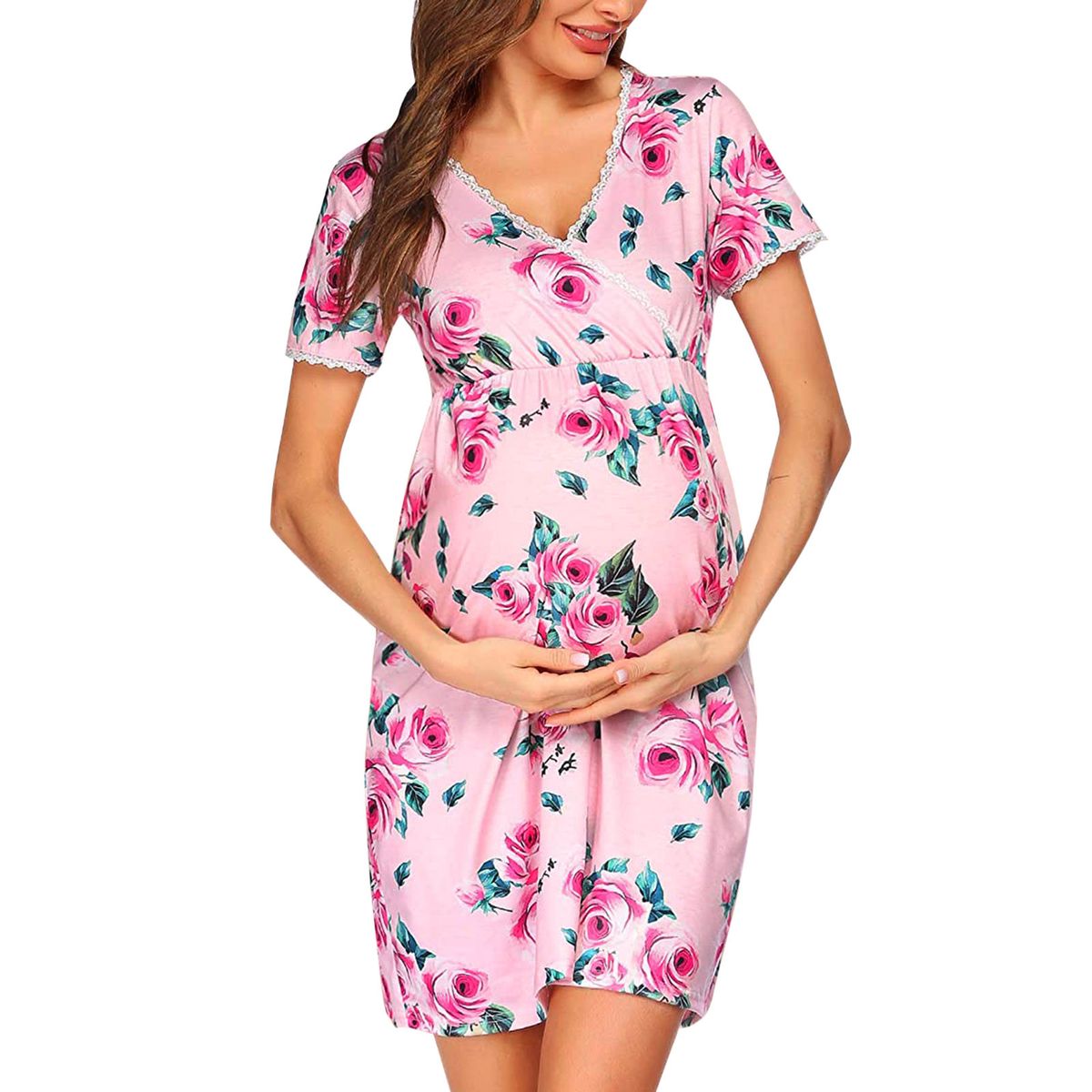 Maternity Pajamas Robe Nightgown Pregnant Summer Women
