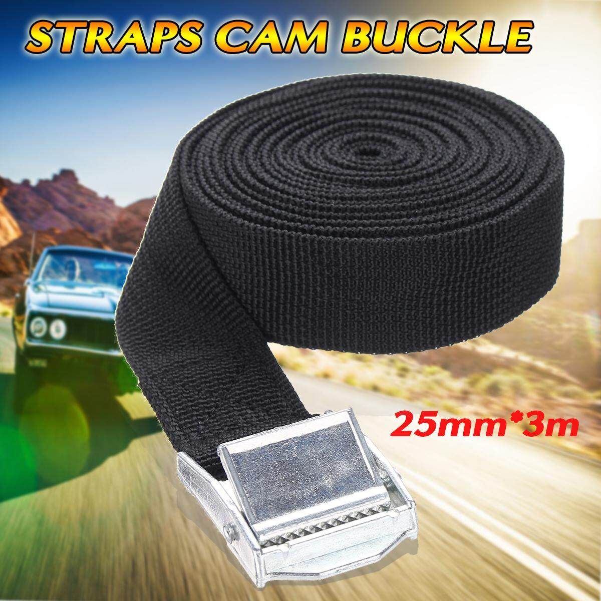 Set Of 2 Buckled Straps Tie Down Lashing Cam Buckle Roof Rack 25mm X 3 Mts Black