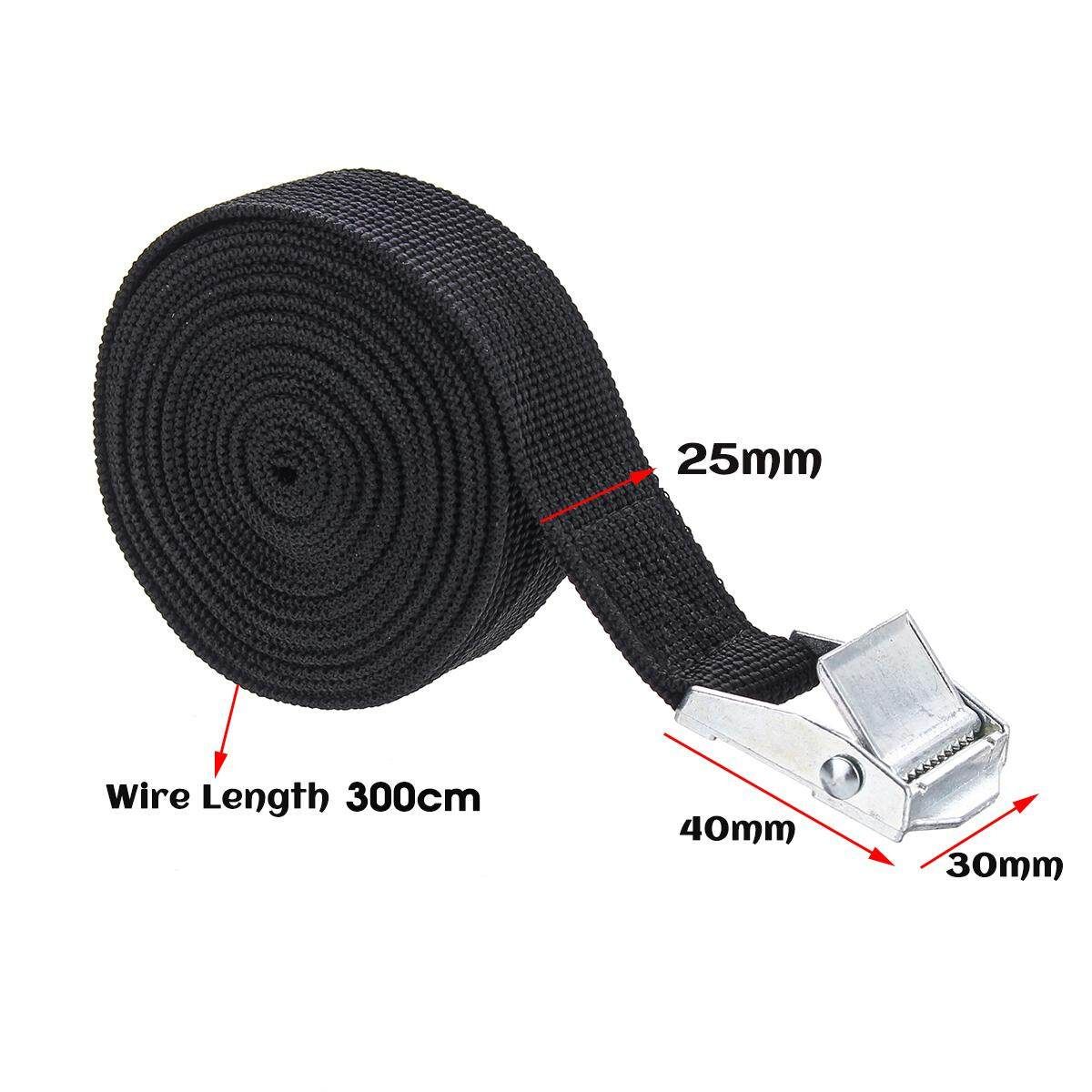 Set Of 2 Buckled Straps Tie Down Lashing Cam Buckle Roof Rack 25mm X 3 Mts Black