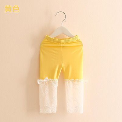 Hot Summer 2 3 4 6 8 10 Years Children Candy Color Capris Bow Lace Leggings