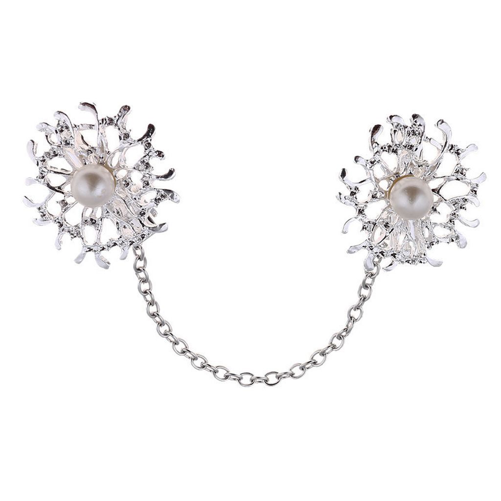 Sweater Collar Chain Clips Pearl Shawl/Dress/Blouse/Suit Clasp