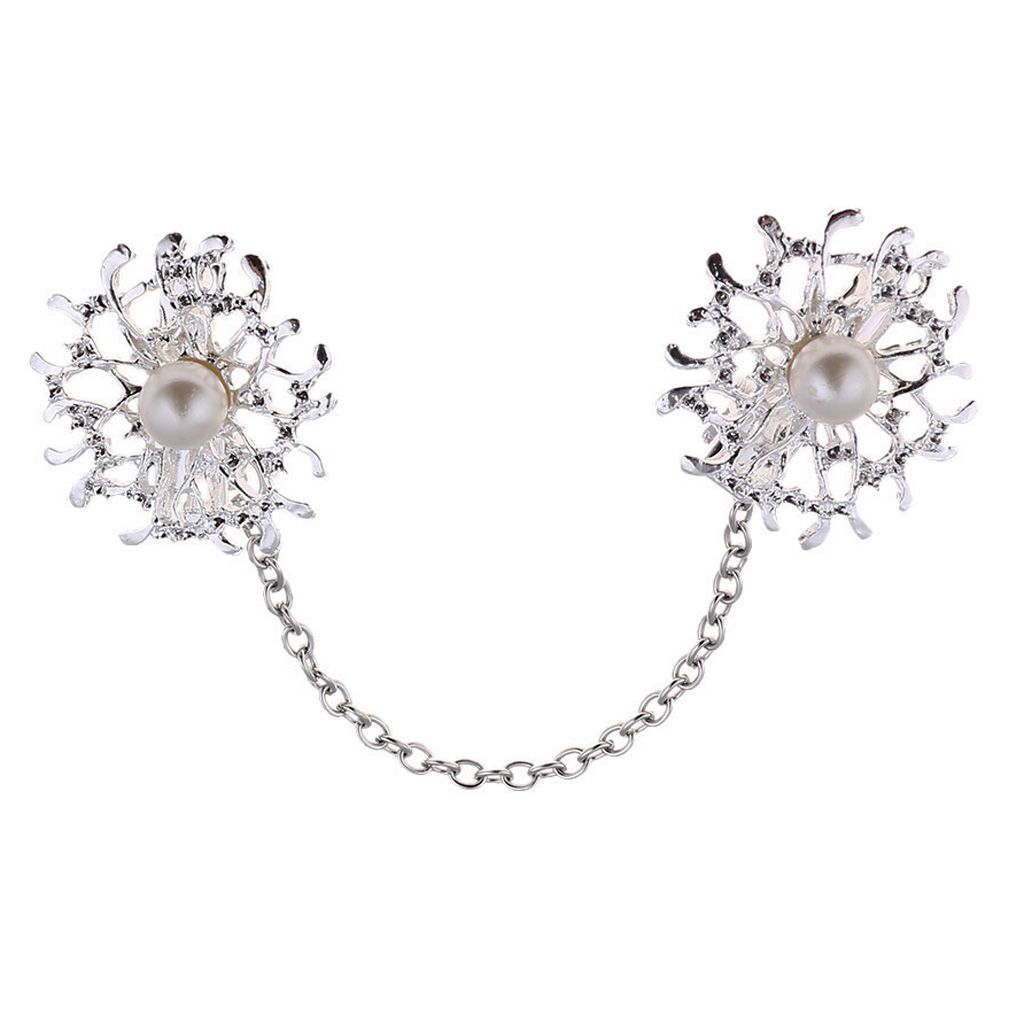 Sweater Collar Chain Clips Pearl Shawl/Dress/Blouse/Suit Clasp