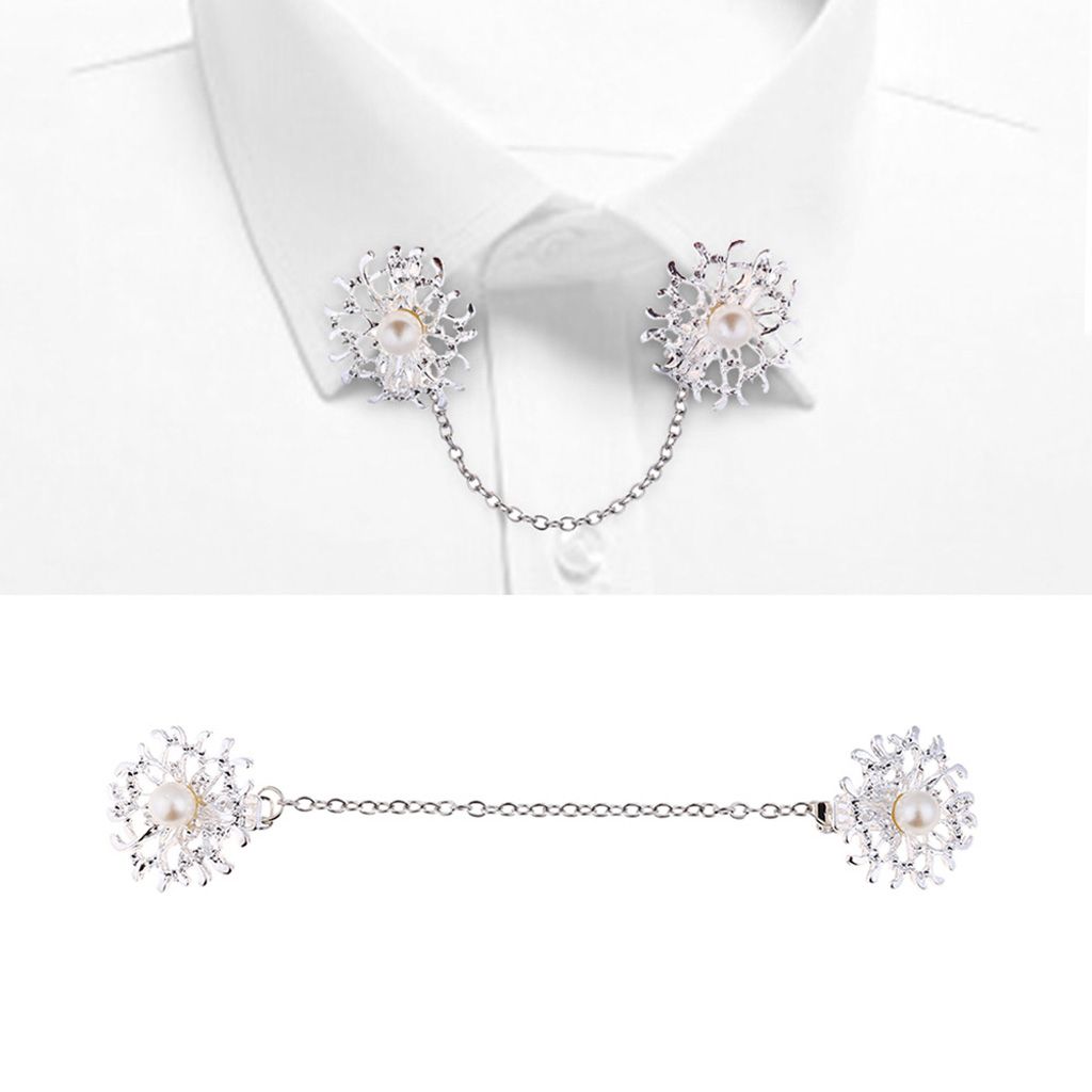Sweater Collar Chain Clips Pearl Shawl/Dress/Blouse/Suit Clasp