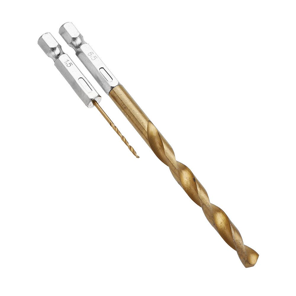 Drillpro DB-T2 13pcs 1.5-6.5mm HSS Titanium Coated 1/4 Inch