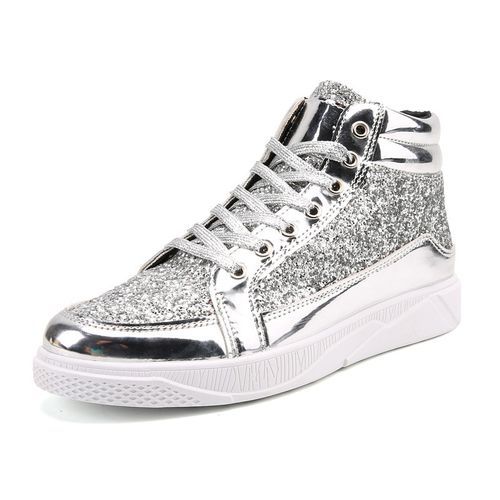Leather Boots Shiny Martin Boots Men's Casual Sneakers High-top Boots