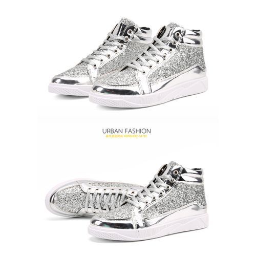 Leather Boots Shiny Martin Boots Men's Casual Sneakers High-top Boots