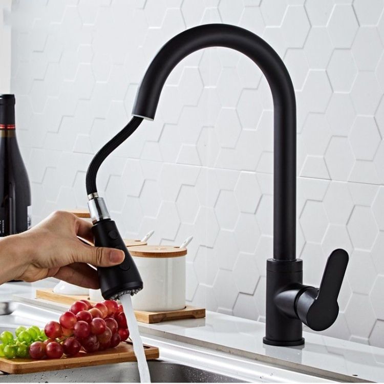 Stainless Steel Kitchen Pull-out Faucet,Spec: CLH002 Black
