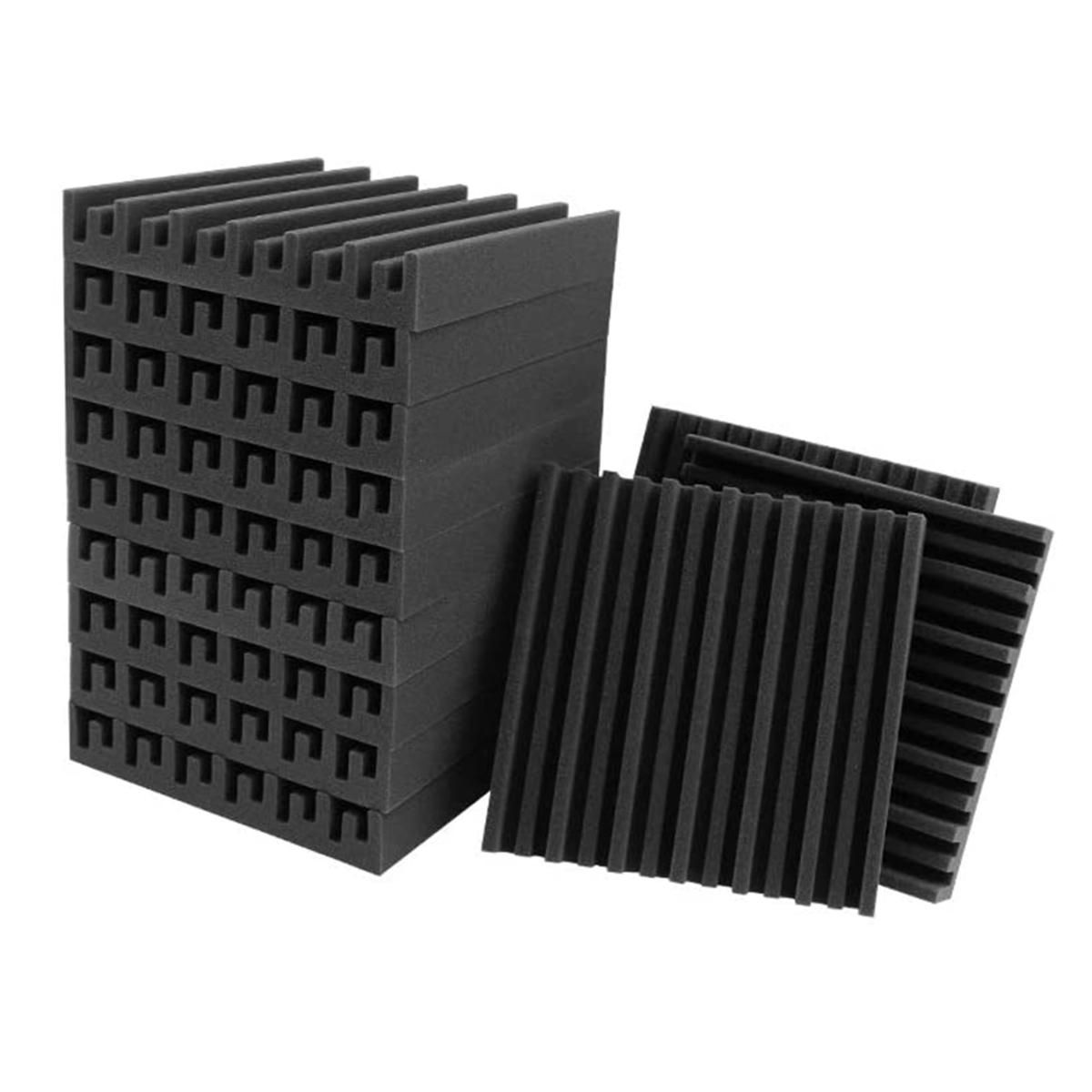 12 Packs Acoustic Foam Board,Grooved Sound Board,30X30X5cm