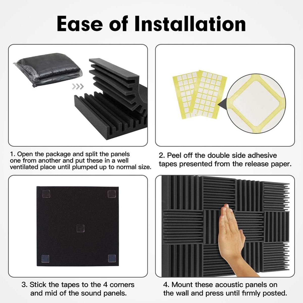12 Packs Acoustic Foam Board,Grooved Sound Board,30X30X5cm
